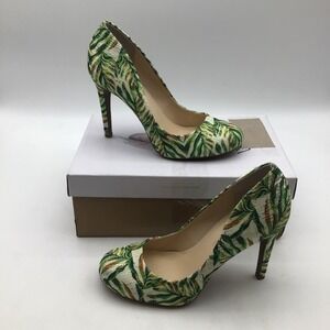 Jessica Simpson Calie Green Jungle Jacquard Palm Leaf Pumps Heels Size 9 M NEW